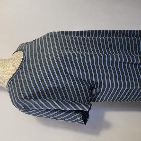 Lularoe Women's Grey Blue Striped Short Cap Sleeve Stretch Shirt Maxie Size L - Picture 4 of 12